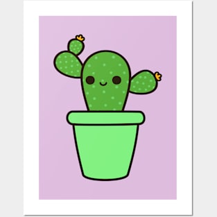 Cute cactus in green pot Posters and Art